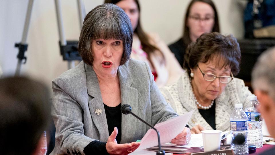 File photo: Rep. Betty McCollum, D-Minn., left, speaks on Capitol Hill in Washington on April 26, 2018.