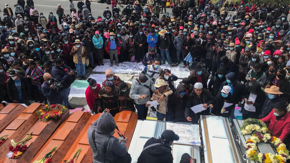Mayan K'iche group had blocked the highway with the caskets of 11 of the 13 victims of a weekend massacre.