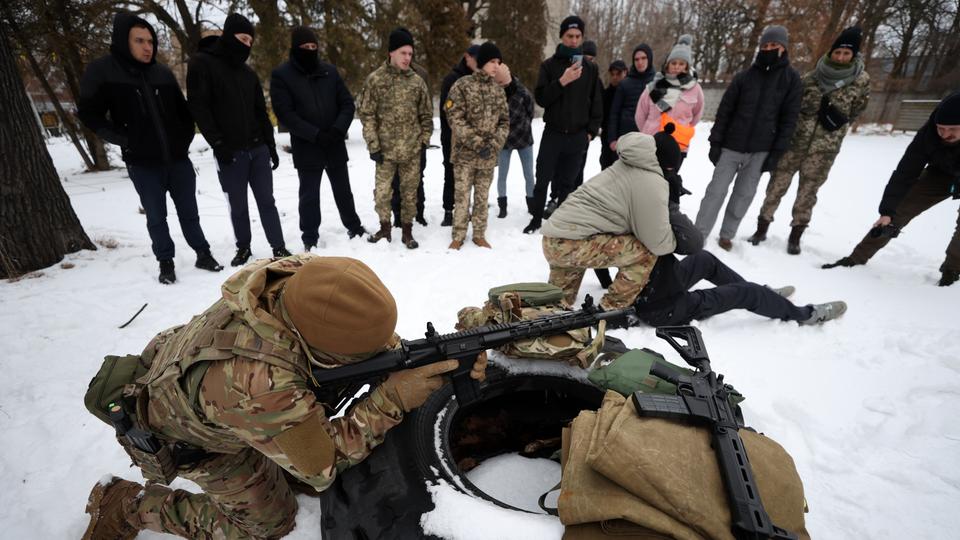 Ukraine has been holding training for civilians amid fears of a massive Russian invasion.