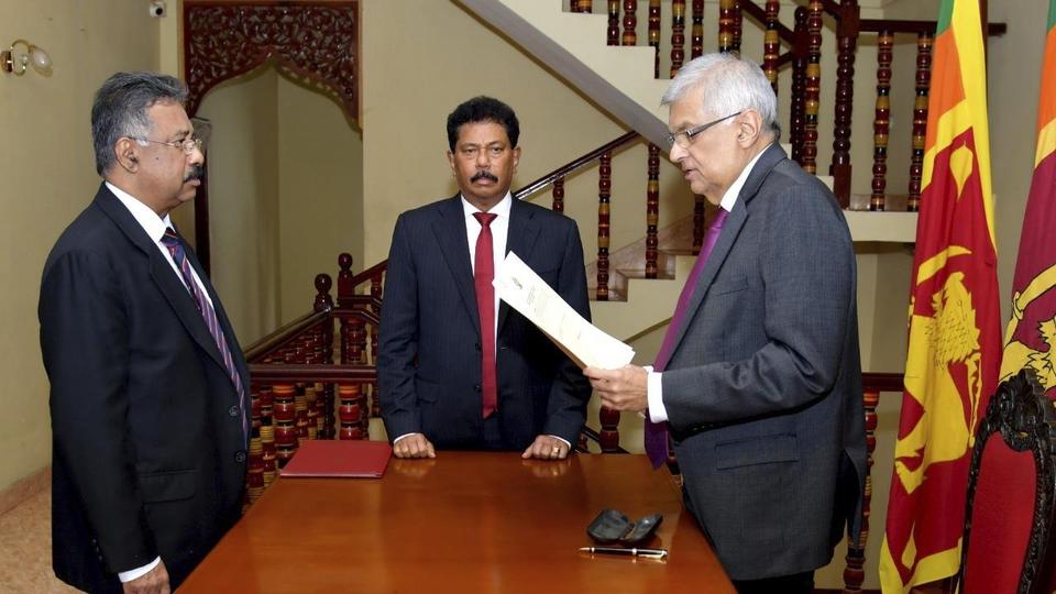 Ranil Wickremesinghe takes oath as the interim President in Colombo, Sri Lanka.