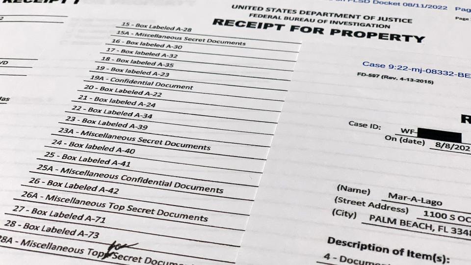 FBI searched Trump's Mar-a-Lago estate on August 8, removing 11 sets of classified documents, with some not only marked top secret but also 