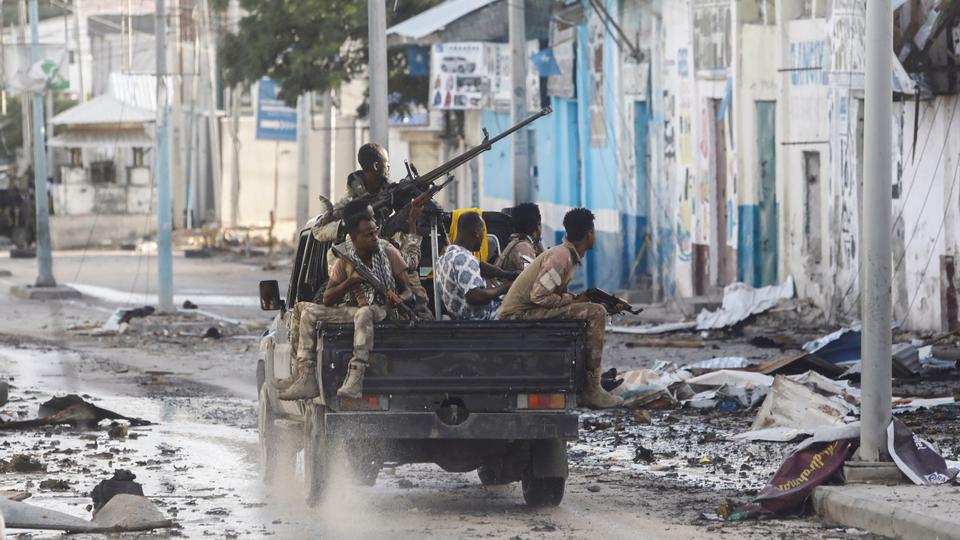 The hotel has been destroyed following a bombardment by security forces to eliminate the assailants who were holed up there.