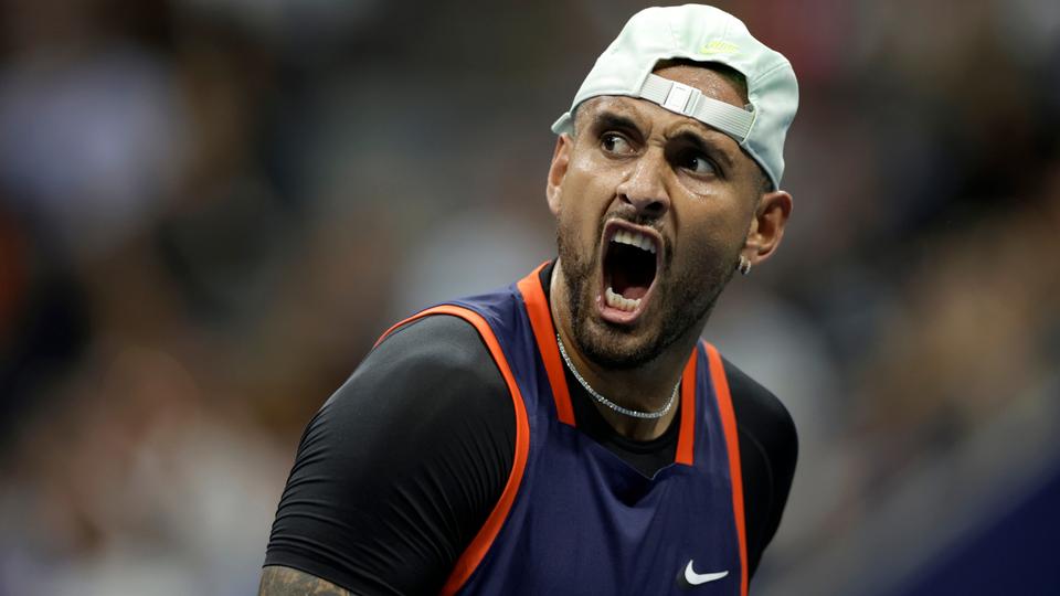 Nick Kyrgios, of Australia, celebrates during his match against Daniil Medvedev, of Russia, during the fourth round of the US Open tennis championships September 4, 2022, in New York.