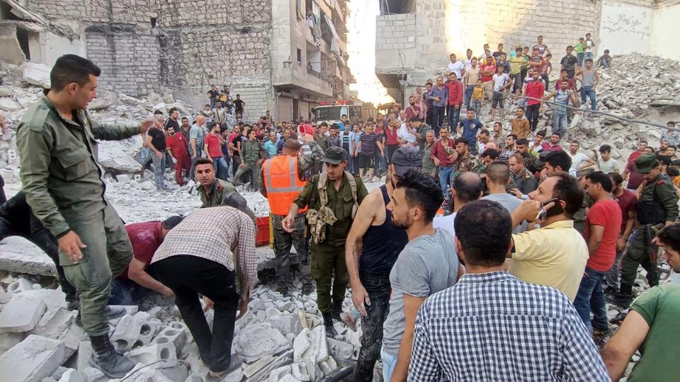 Many of the buildings in Aleppo city have been completely destroyed or damaged during Syria's 11-year conflict.