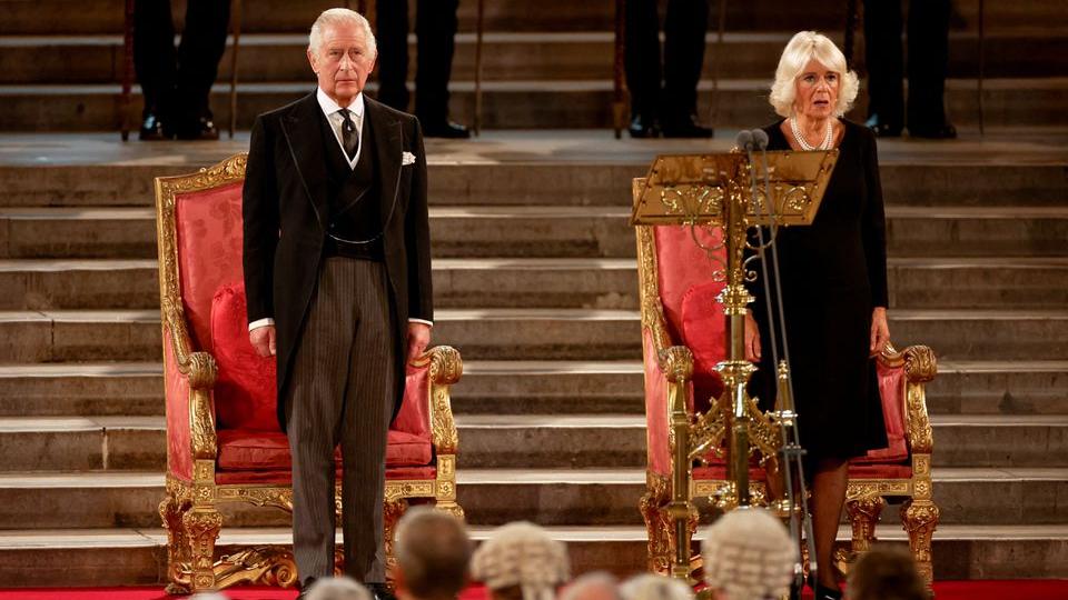 A trumpet fanfare greeted the king and his wife Camilla, the queen consort, as they entered Westminster Hall, which was packed with hundreds of legislators.