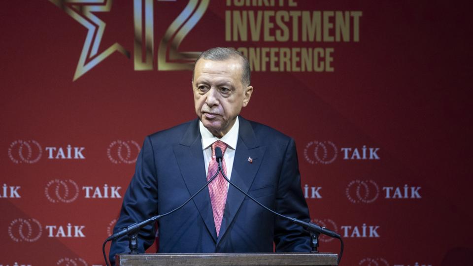Turkish President Erdogan speaks during the 12th Turkiye Investment Conference in New York, calling for boosting trade ties with the US.