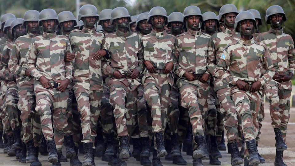 Somali military officers seen marching in a parade. — FILE