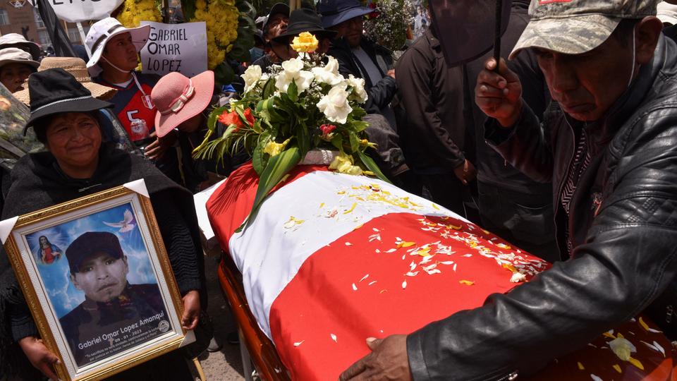 Protesters in Juliaca, Peru mourn their dead loved ones as the violent protests go on