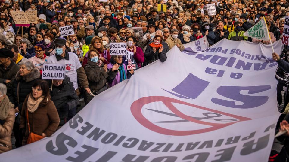 The demonstration in Madrid on Monday comes amid a wave of strikes over public healthcare shortages across Spain, with strike action planned or threatened in at least eight of its 17 regions.