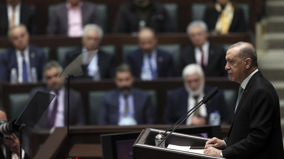 Erdogan addresses lawmakers from his AK Party in the capital Ankara.