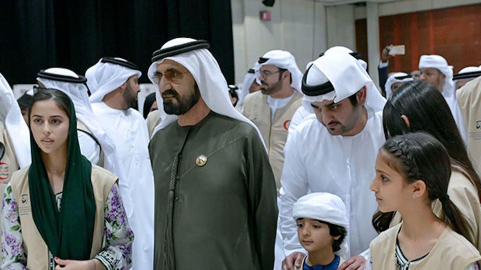 Sheikh Mohammed bin Rashid al Maktoum during his visit to the Arena Hall of Dubai World Trade Centre on Monday.