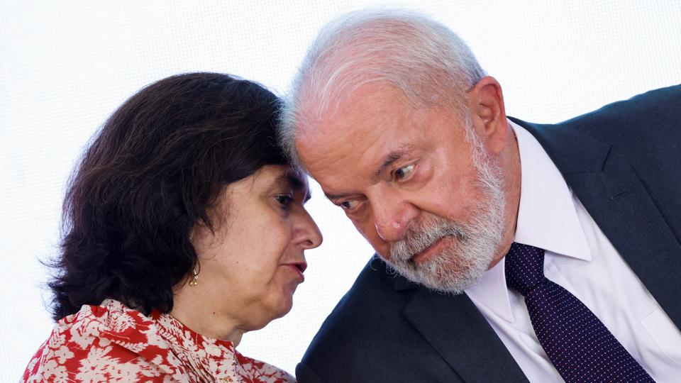 Brazil's President Luiz Inacio Lula da Silva and his health minister, Nisia Trindade, attend the relaunch ceremony of a government medical programme in capital, Brasilia, on Monday.