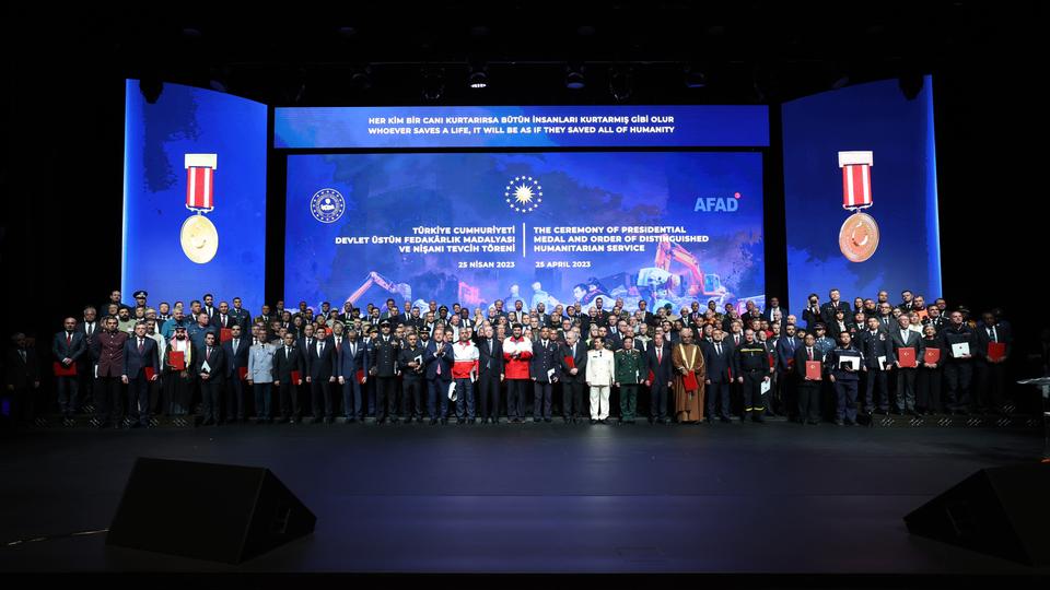 President Recep Tayyip Erdogan attends the State Superior Sacrifice Medal Award Ceremony at Bestepe Millet Congress and Culture Centre.