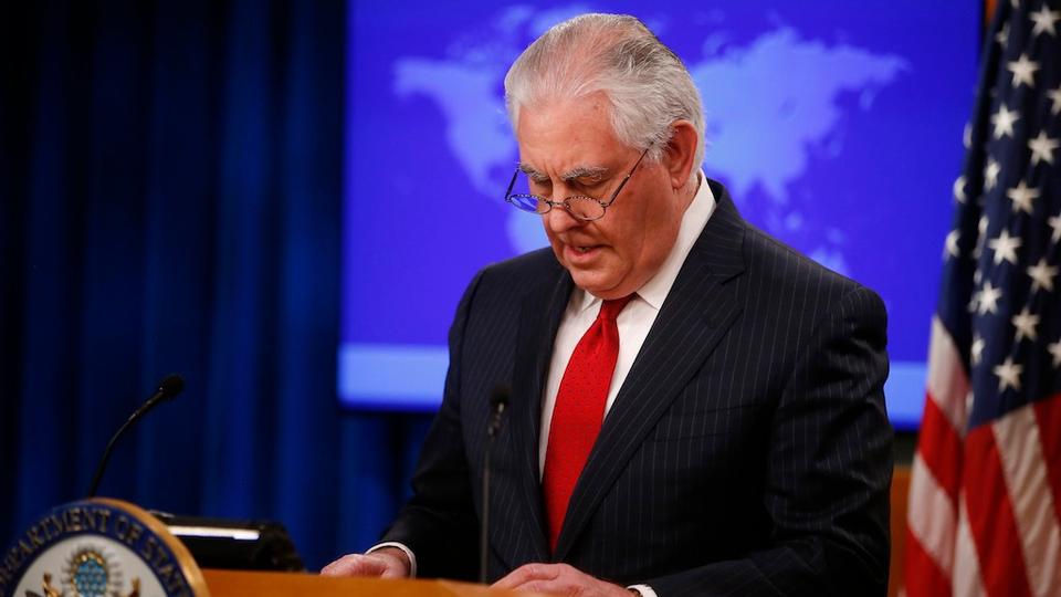 US Secretary of State Rex Tillerson speaks to the media at the US State Department after being fired by President Donald Trump in Washington, US, March 13, 2018.