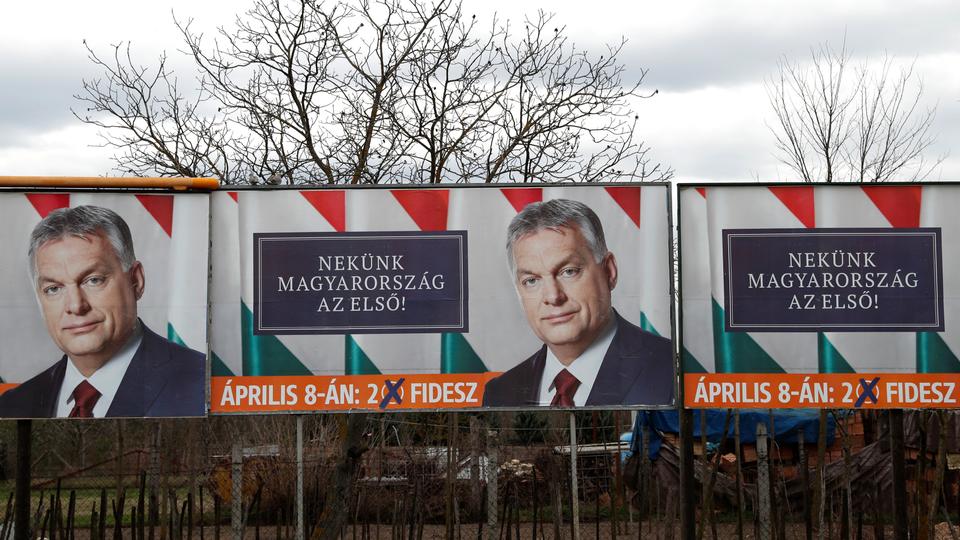 Election billboards of Hungarian Prime Minister Viktor Orban in Baja, Hungary on March 31, 2018.