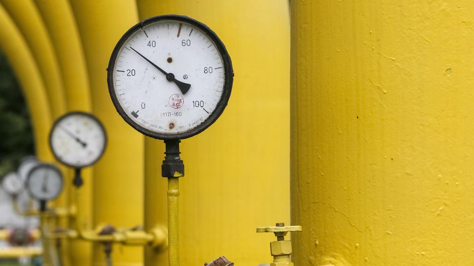 Pressure gauges, pipes and valves are pictured at a 
