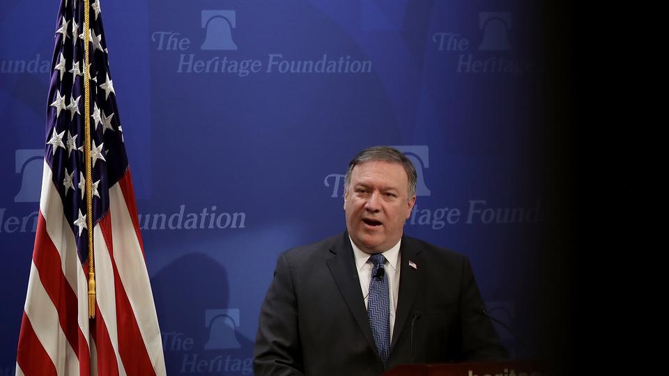 US Secretary of State Mike Pompeo speaks at the Heritage Foundation May 21, 2018 in Washington DC.