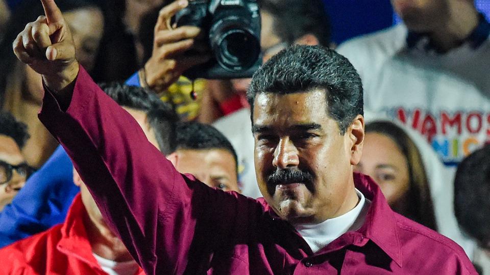 Venezuelan President Nicolas Maduro gestures after the National Electoral Council (CNE) announced the results of the voting on election day in Venezuela, on May 20, 2018.