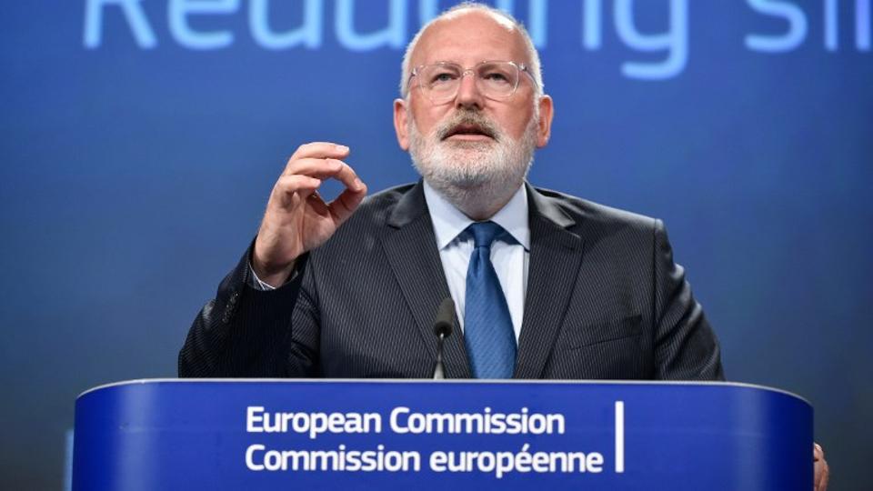 European Commissiom First Vice-President Frans Timmermans gives a joint press with his Vice-President on legislative measures to fight against single-use plastic waste at the EU headquarters in Brussels on May 28, 2018.