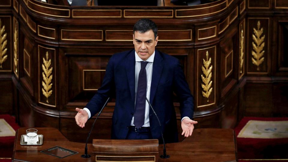 Spain's Socialist (PSOE) leader Pedro Sanchez addresses Parliament during the final day of a no-confidence debate in the leadership of Mariano Rajoy, Madrid, Spain, June 1, 2018.