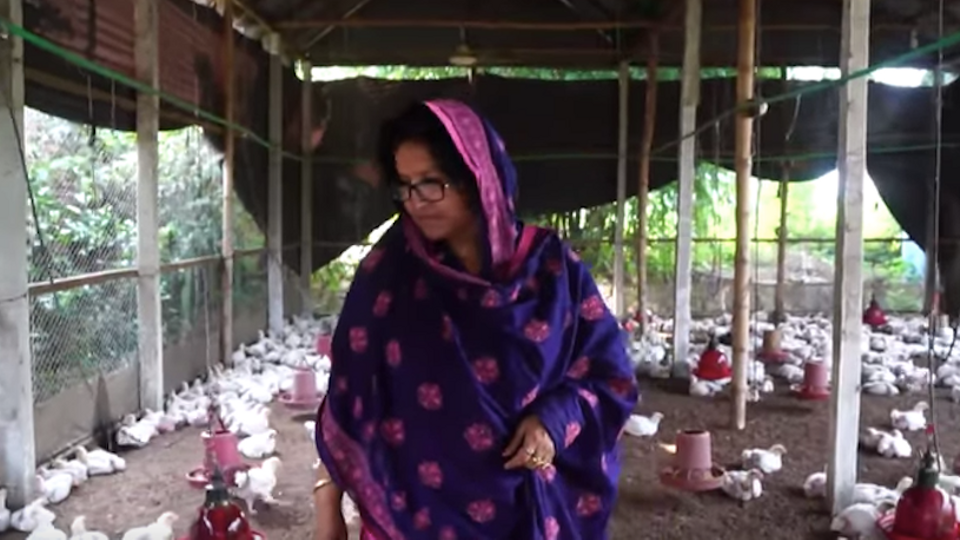 Shamima Sultana runs her own poultry business in Bangladesh, July 11, 2018. (Video grab)