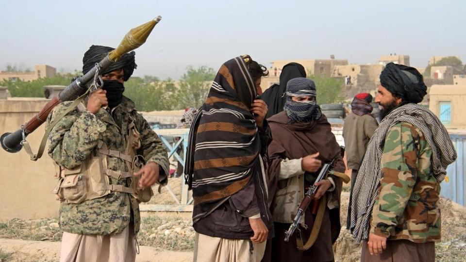 A group of Taliban militants are seen in Ghazni province, Afghanistan, April 18, 2015. Officials in Afghanistan confirmed on July 8, 2018, the Taliban sent a rocket to a high-profile emergency security meeting in the troubled southeastern Ghazni province, wounding at least two soldiers and several civilians.