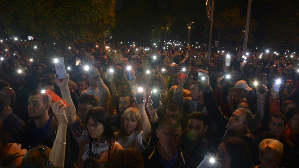 Thousands of people take part in a protest accusing the authorities of a coverup after an unresolved death in March of a student in the Bosnian town of Banja Luka, 240 kms northwest of Sarajevo on Friday, October 5, 2018.