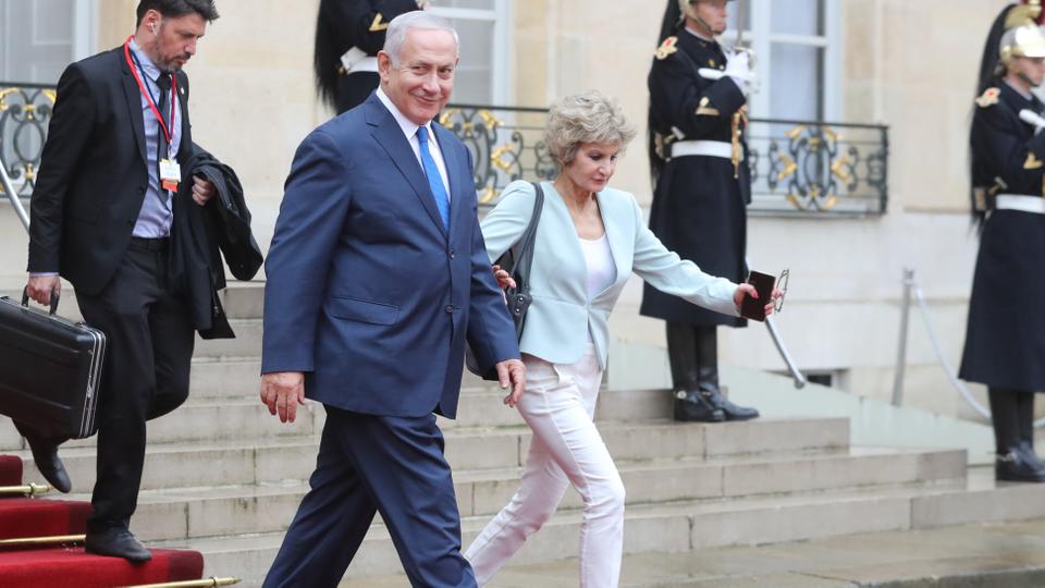 Israeli Prime Minister Benjamin Netanyahu leaves after a lunch at the Elysee Palace in Paris on November 11, 2018, during commemorations marking the 100th anniversary of the November 11, 1918 armistice, ending World War I.