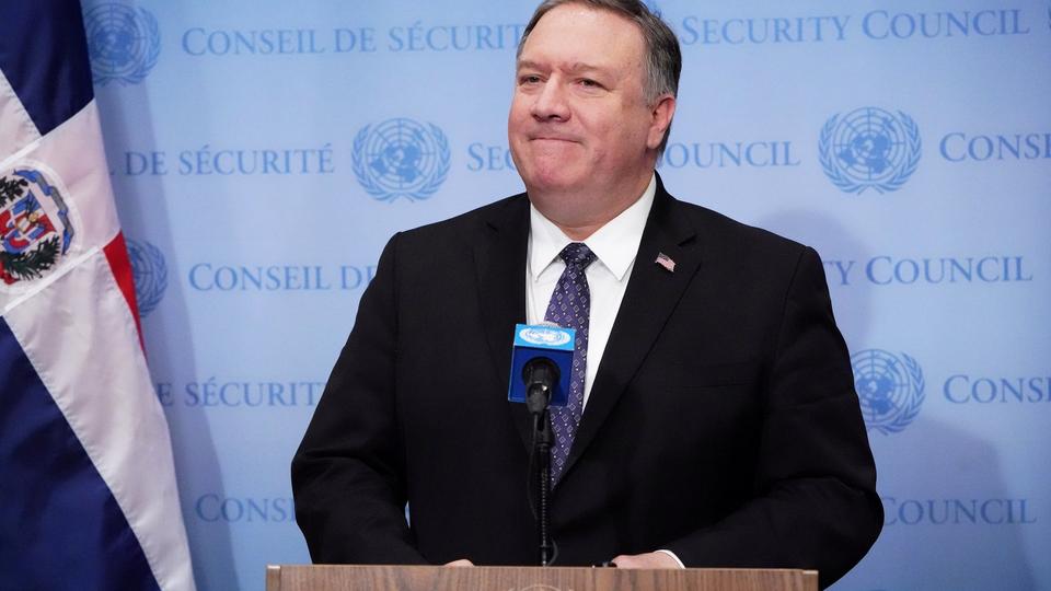 US Secretary of State Mike Pompeo speaks to the media at the United Nations following a Security Council meeting about the situation in Venezuela in the Manhattan borough of New York City, New York, US, January 26, 2019.