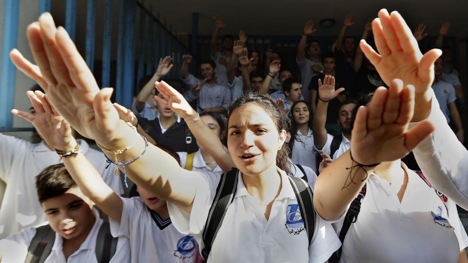 Hundreds skip school in Lebanon to press for change