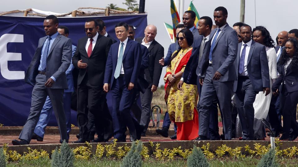 Ethiopian Prime Minister Abiy Ahmed and the Chinese founder of e-commerce platform Alibaba, Jack Ma, participate in the Electronic World Trade Platform in Addis Ababa, Ethiopia on November 25, 2019.