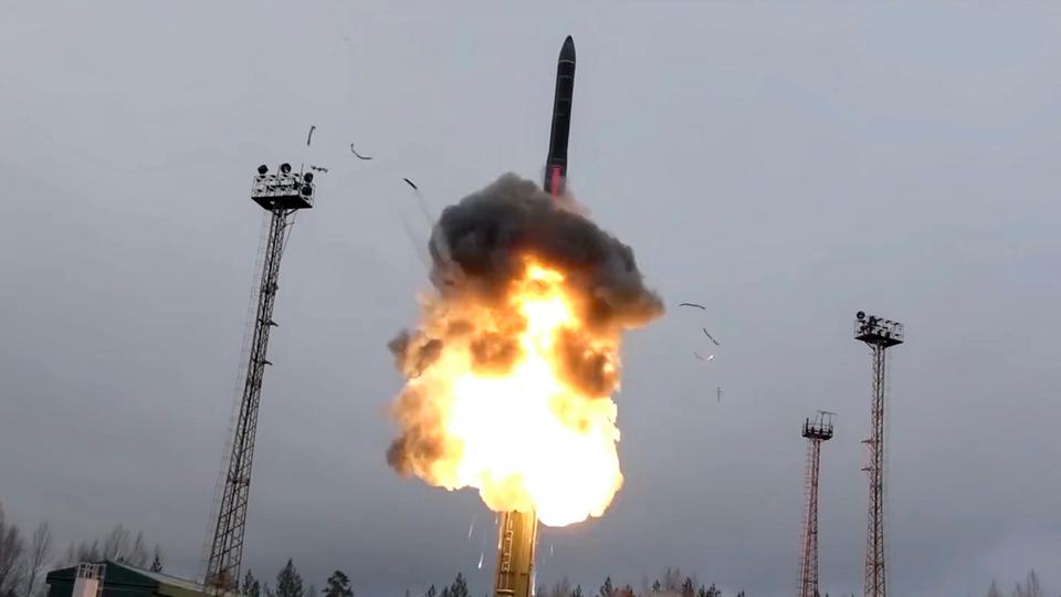 An image from a video made by the Russian Defence Ministry shows an intercontinental ballistic missile lifting off from a truck-mounted launcher. The Russian military said its Avangard hypersonic weapon entered combat duty on Friday.