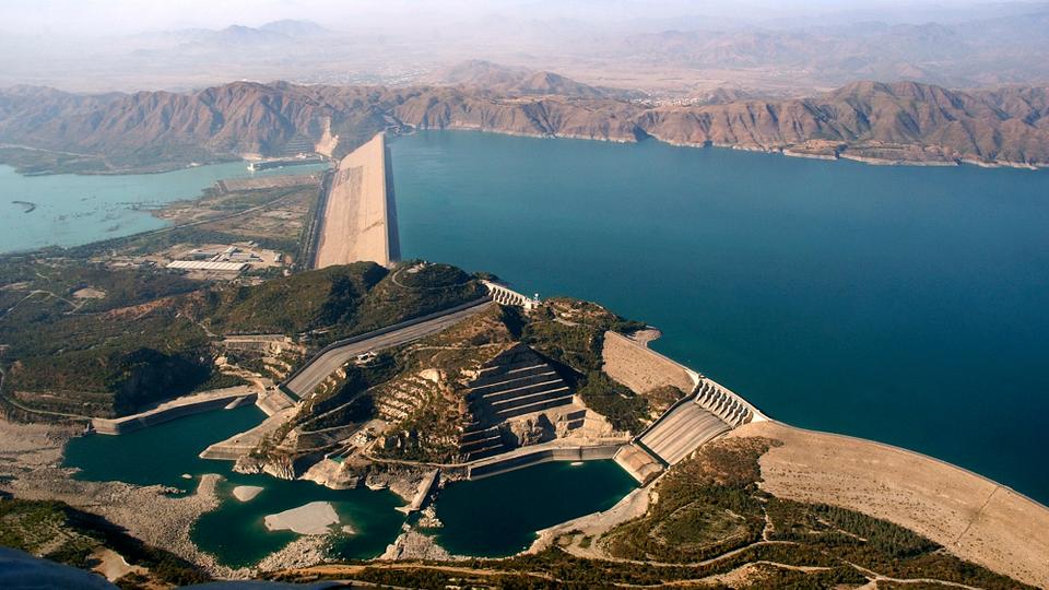 Pakistan's biggest Tarbela Dam is observed from a helicopter in Tarbela, Pakistan, November 18, 2005.