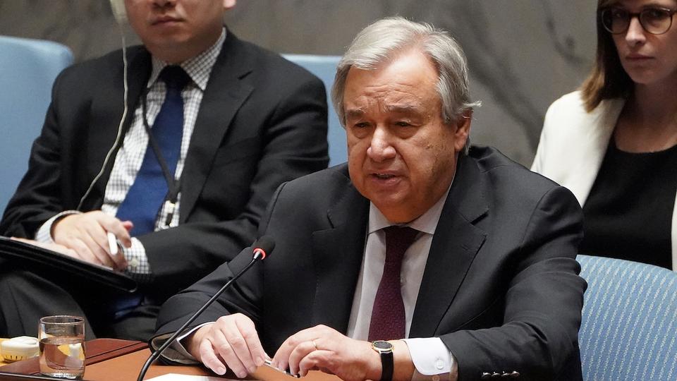 Secretary General of the United Nations Antonio Guterres speaks during a Security Council meeting at UN Headquarters in the Manhattan borough of New York City, NY, US, on February 28, 2020.
