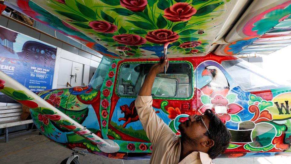 In pictures: Pakistan's world-famous truck art goes airborne