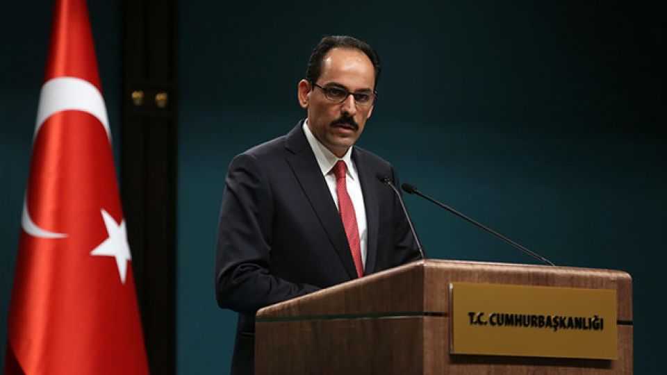 Presidential spokesperson İbrahim Kalın at a press conference on Nov. 4, 2015.