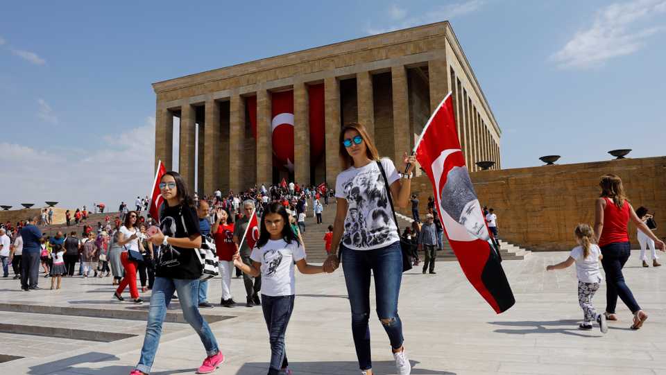 People visit the mausoleum of Mustafa Kemal Ataturk during a ceremony marking the 95th anniversary of Victory Day in Ankara, Turkey, August 30, 2017.