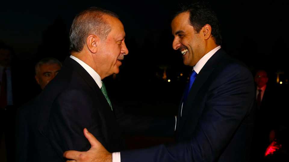 Turkish President Tayyip Erdogan meets with Qatars Emir Sheikh Tamim Bin Hamad Al-Thani in Ankara, Turkey, September 14, 2017.