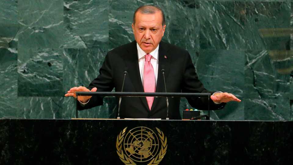 Turkish President Recep Tayyip Erdogan spoke during the United Nations General Assembly at UN headquarters, September 19, 2017 in New York City. 