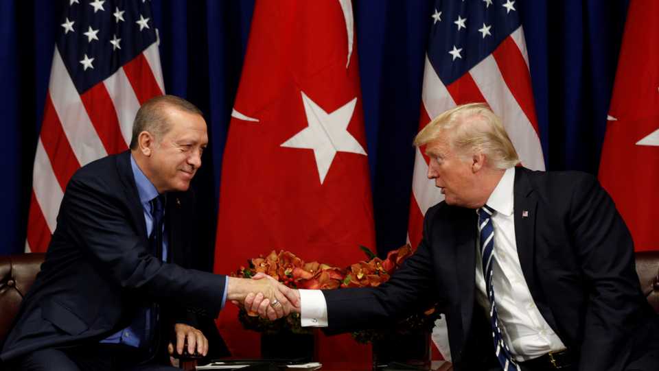 US President Donald Trump meets with President Recep Tayyip Erdogan of Turkey during the UN General Assembly in New York, US, on September 21, 2017.