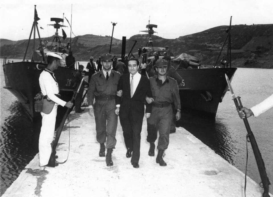 Adnan Menderes is taken to his cell in the Island of Imrali in the Sea of Marmara.