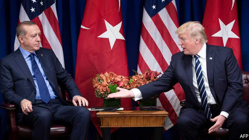 Turkish President Recep Tayyip Erdogan met with the US President Donald Trump during the United Nations General Assembly, September 21, 2017, in New York.