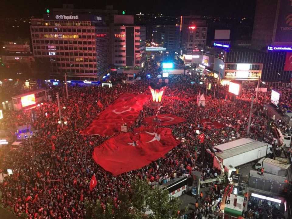 Thousands of people gathered in Ankara to protest the attempted coup.