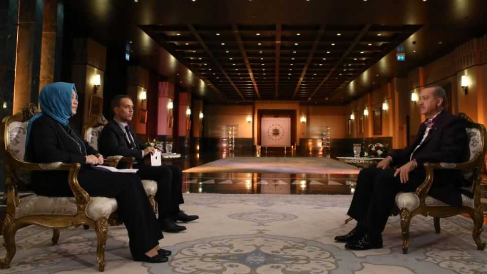 Turkish President Recep Tayyip Erdogan in live interview on ATV - A Haber, July 30, 2016.