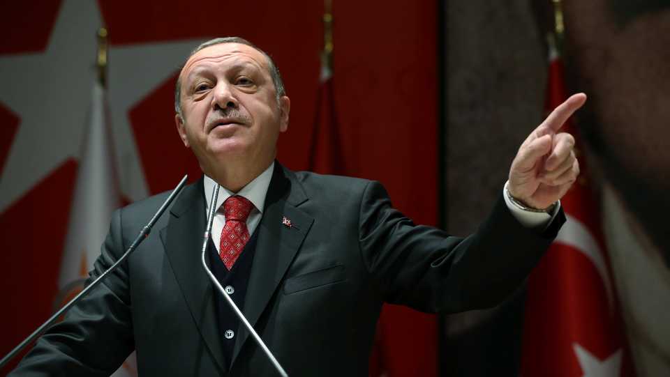 Turkey's President Tayyip Erdogan speaks during a meeting of his governing AK Party in Ankara, Turkey, November 17, 2017.