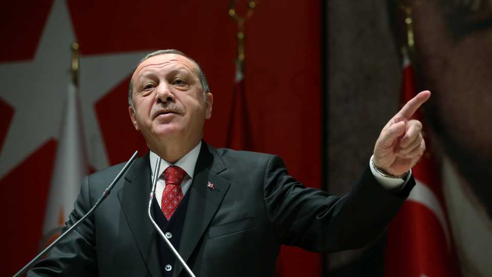 Turkey's President Tayyip Erdogan speaks during a meeting of his ruling AK Party in Ankara, Turkey, November 17, 2017.