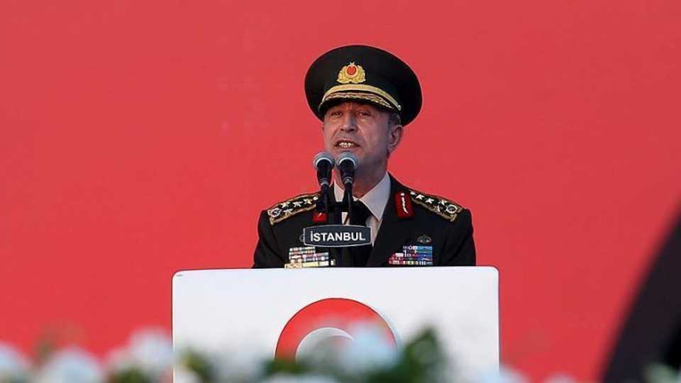 Chief of staff of the Turkish Army, General Hulusi Akar, speaks at the Democracy and Martyrs' Rally in Yenikapi, Istanbul. August 7, 2016. 