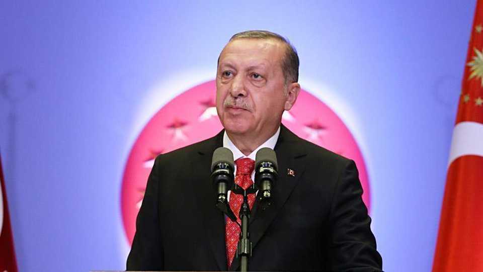 Turkish President Recep Tayyip Erdogan delivers speech during news conference with Jordan's King Abdullah II (not seen) at presidential complex in capital Ankara on December 6, 2017