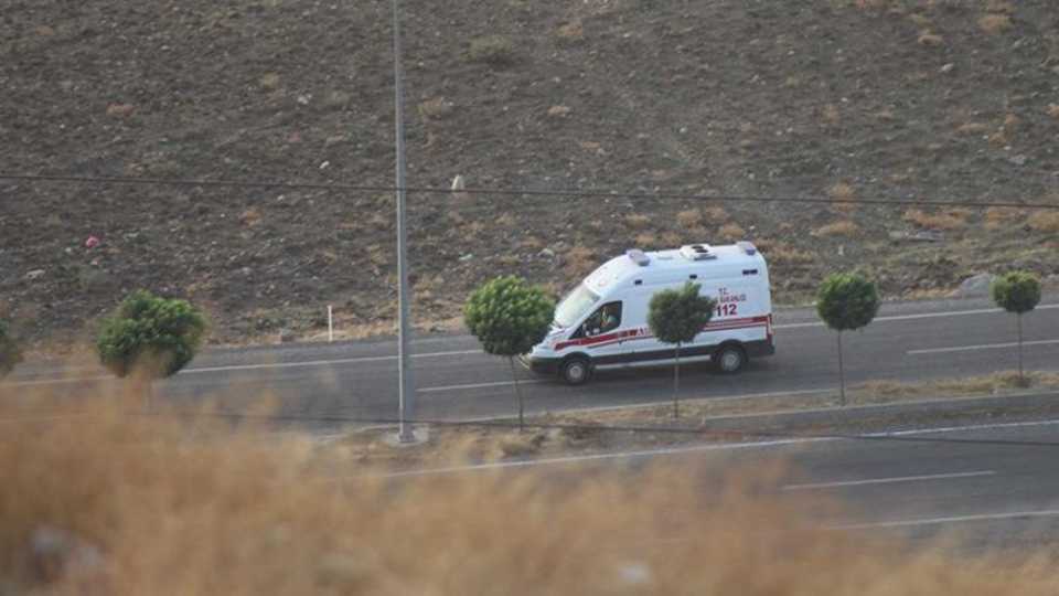 An ambulance rushing to the scene of attack.