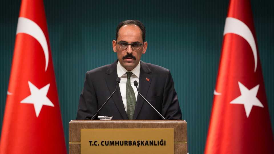 Turkish Presidential Spokesman Ibrahim Kalin holds a press conference at Presidential Complex in Ankara, Turkey on December 06, 2017.